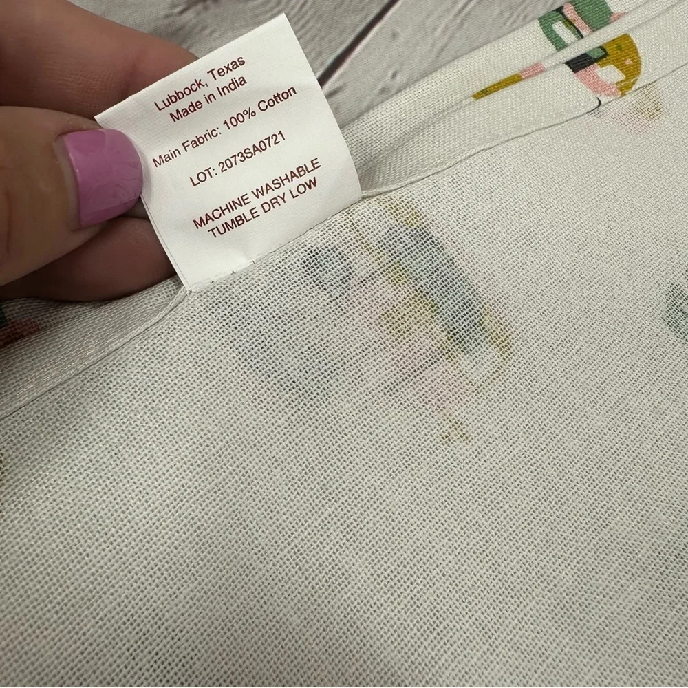 NWT karma Camper Print Tea Towel with Pink Trim 100% cotton boho coquette
